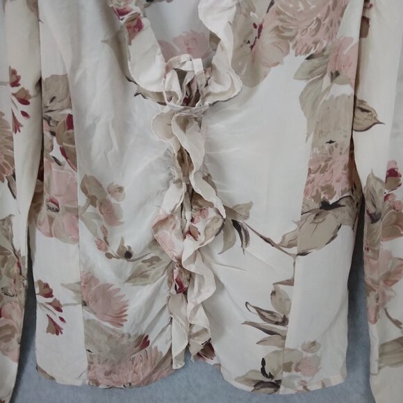 HALLHUBER Philosophy | Floral Silk Ruffle Blouse | Size 36 - Picture 3 of 11